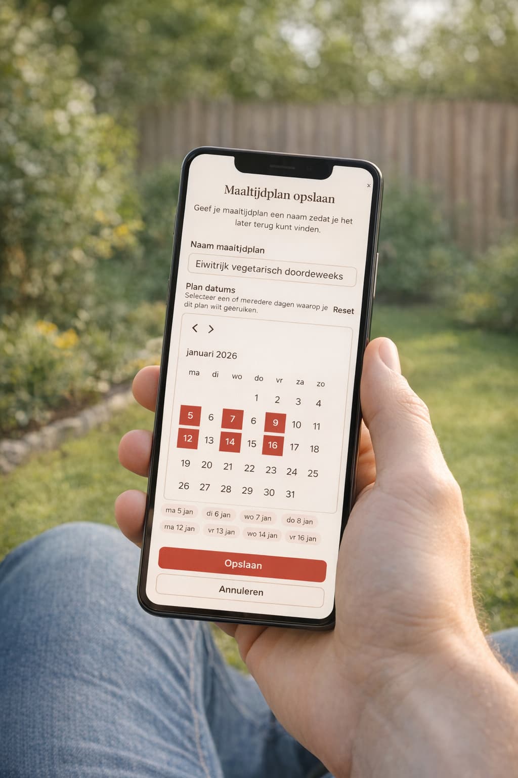 Maaltijdplan opslaan