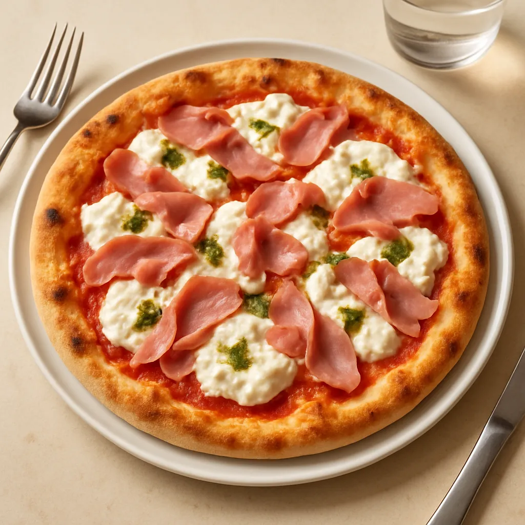 Pizza met Ham en Ricotta