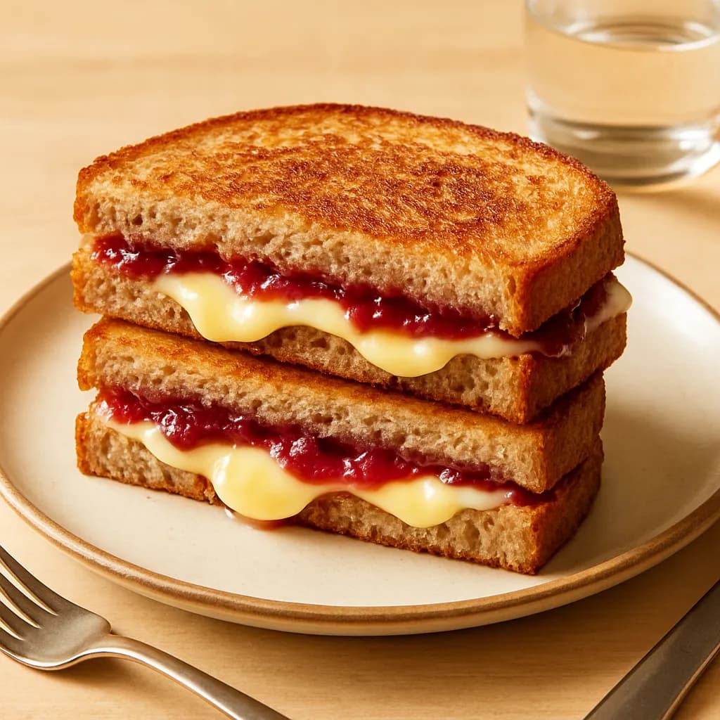 Tosti met brie en aardbeienjam
